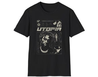 Utopia graphic tee | Black t-shirt, vintage collage design
