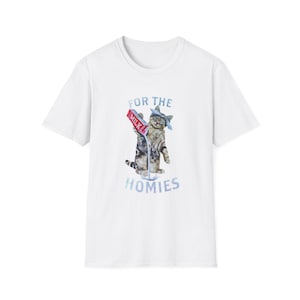 For the Homies Cat Illustration T-Shirt | Cat Drinking Milk Design image 1