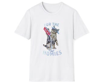 For the Homies Cat Illustration T-Shirt | Cat Drinking Milk Design