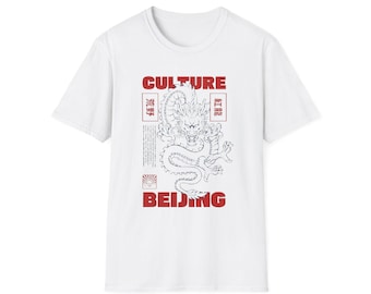 Beijing Dragon Culture T-Shirt | Asian Dragon Illustration, Red Typography
