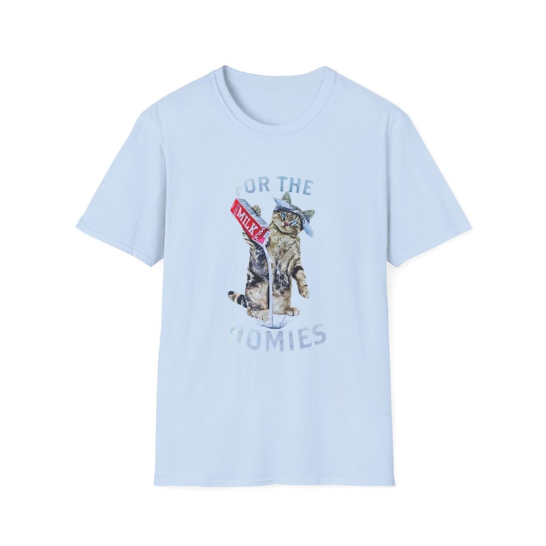 For the Homies Cat Illustration T-Shirt | Cat Drinking Milk Design image 5