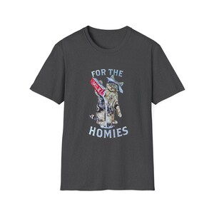 For the Homies Cat Illustration T-Shirt | Cat Drinking Milk Design image 4