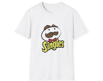 Singles Retro Mascot T-Shirt | Mustache Character Tee, Vintage Logo