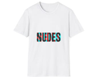 Glitch Text Nudes T-Shirt | 3D Red Cyan Typography