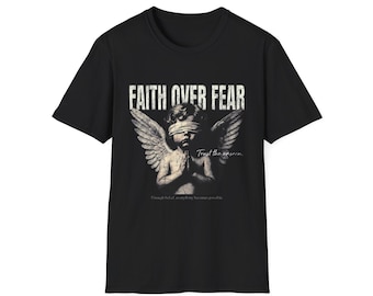 Blindfolded Cherub Angel T-Shirt | Faith Over Fear Graphic Tee