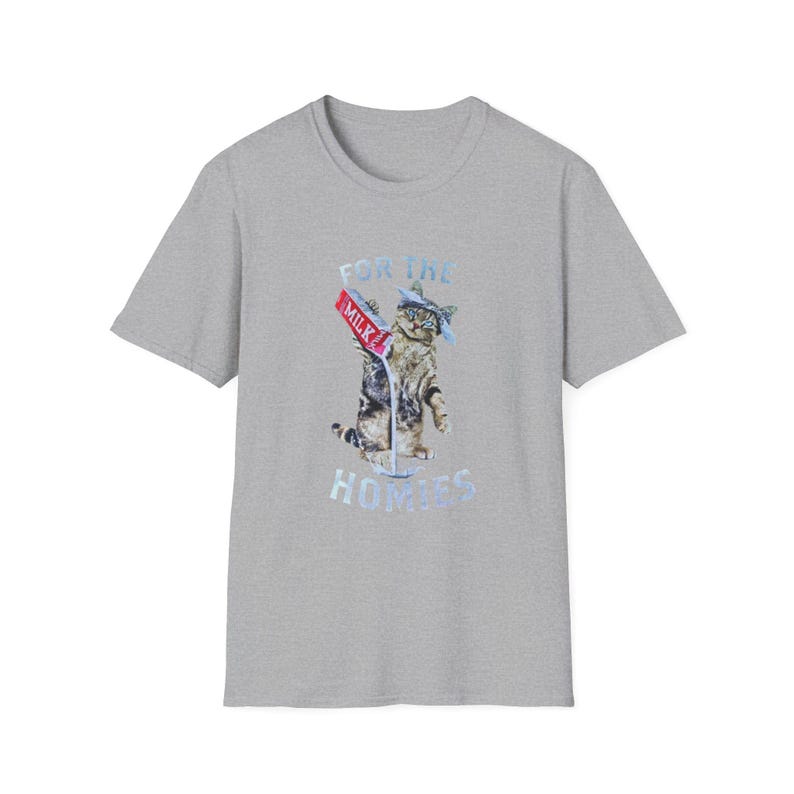 For the Homies Cat Illustration T-Shirt | Cat Drinking Milk Design image 3