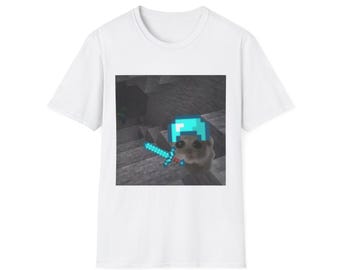 Minecraft Dog with Diamond Helmet and Sword T-Shirt | Gamer Meme Tee
