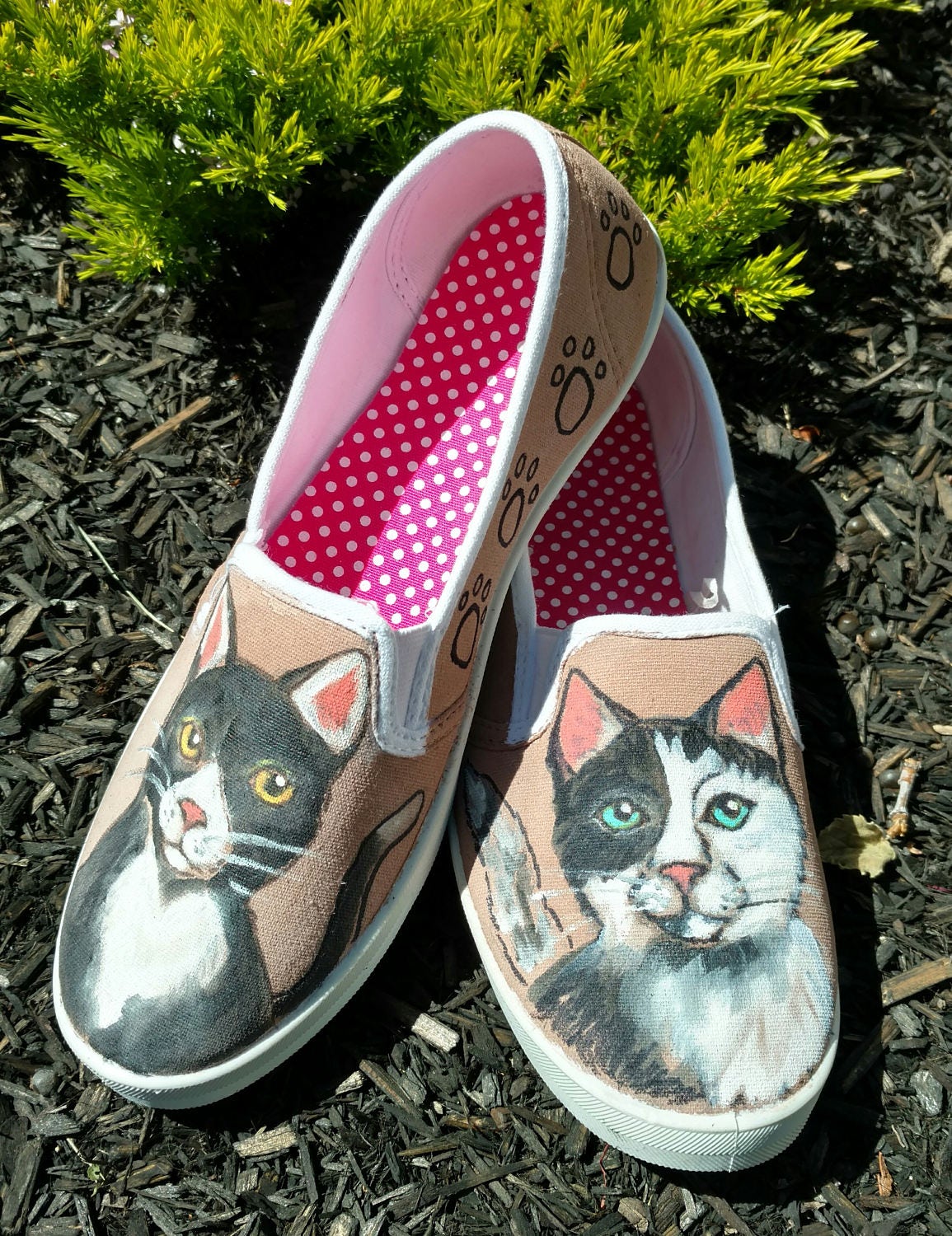 Hand Painted Cat ShoesSlip On ShoesVansTuxedo CatBlack and Etsy