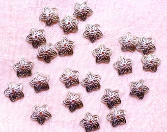 Silver Metal Floral Bead Caps 3mm x 11mm - Pack of 50