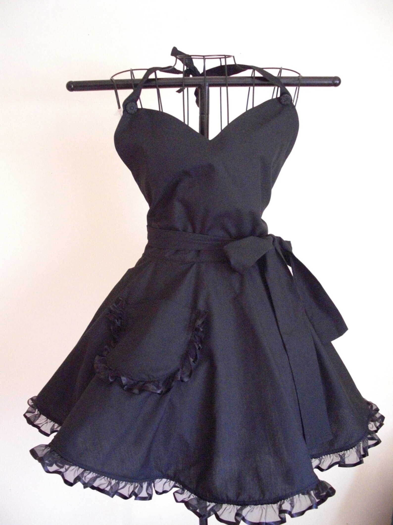 Black Retro Apron Classy Little Black Apron Circular Skirt - Etsy