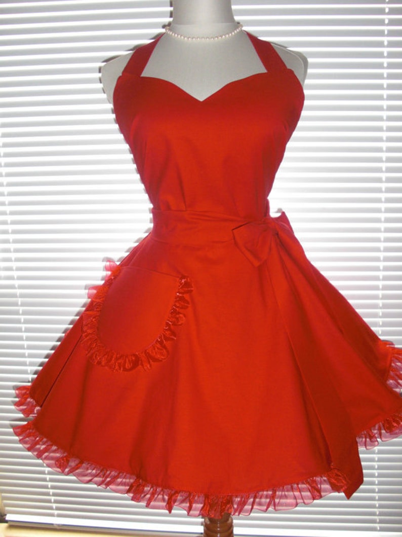 PLUS SIZE Red on Red Apron Circular Skirt Full Figure