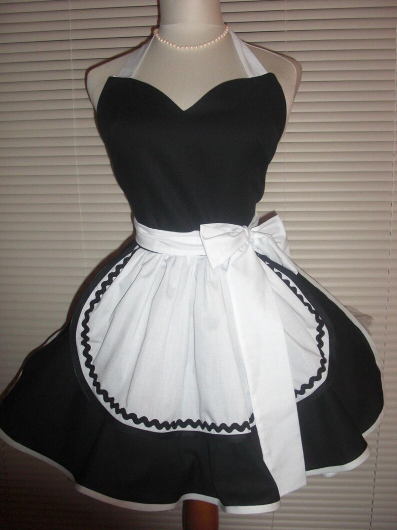 French Maid Apron Pin-up Retro Style Black and White Flirty | Etsy