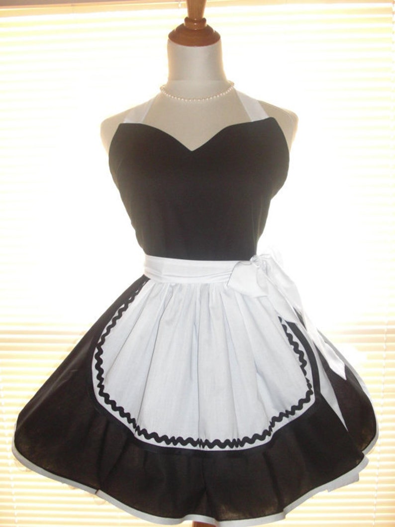 French Maid Apron Pin-up Retro Style Black and White Flirty - Etsy