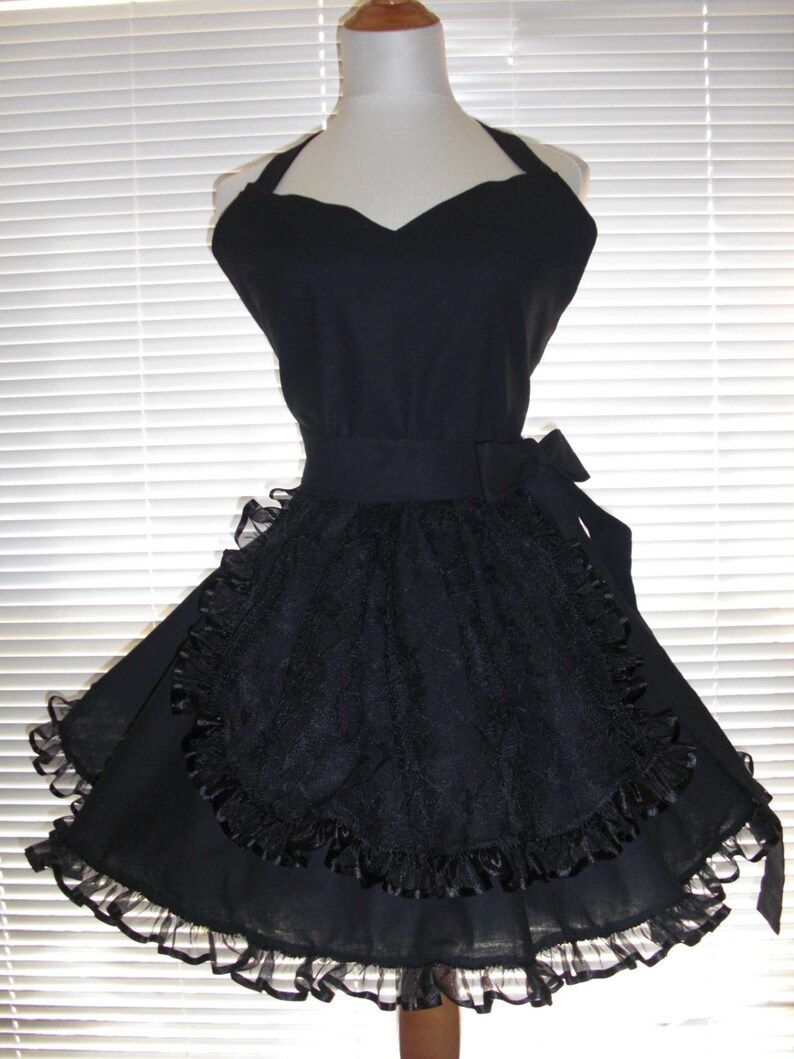 Black Sexy Apron French Maid Apron Black Retro Apron Etsy