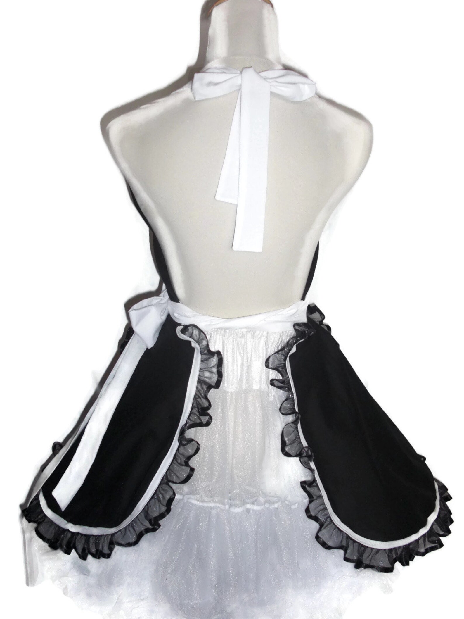 Black and White French Maid Apron Black Lace Apron Costume Etsy