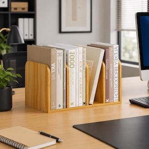 Wooden Tabletop Bookshelf Organizer, Small Desktop Book Storage Rack, Office Desk Display Shelf,