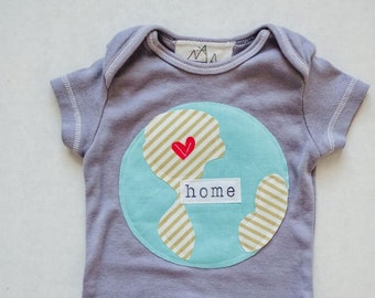 Earth Day Baby Bodysuit - 'Home' World Tee, Ready to Ship