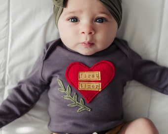 Babys First Valentines Day | Baby Vday outfit | New Baby Gift | Heart shirt | Gender Neutral baby | Baby Shower Gift | Toddler Valentine Day