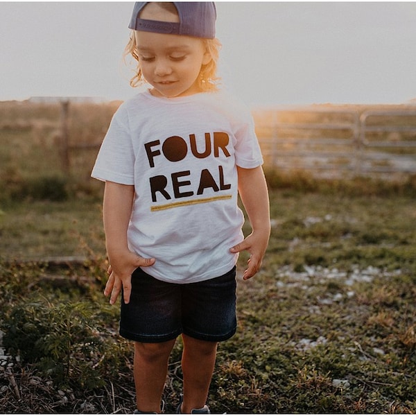 Four Real Shirt | 4th Birthday Shirt | Fourth Birthday Shirt | RTS | Toddler Birthday Tee | 4th Birthday Party | Unisex Toddler Shirt