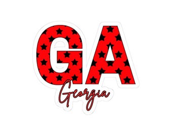 GA Georgia Stars Kiss-Cut Sticker | State Initials, Red Black Star Pattern