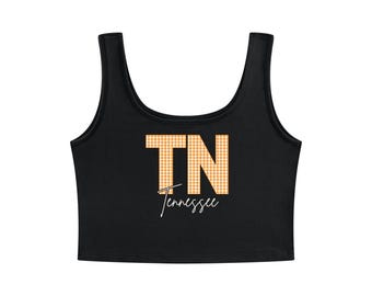 TN | Tennessee | Gingham Design | Women's Cropped Tank Top
