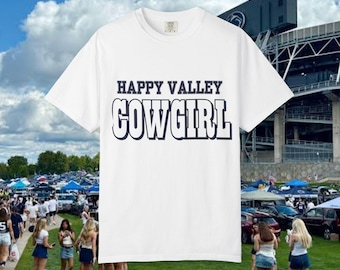 Happy Valley Cowgirl T-shirt | Collegiate Script, Country Western Style