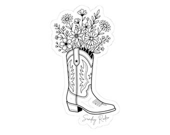 Cowboy Boot with Wildflowers Sticker | Kiss-Cut Sticker