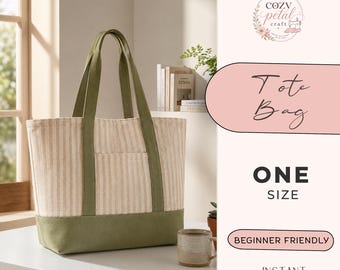 Tote Bag Sewing Pattern PDF | Beginner Friendly PDF Template (A4/A0 US Letter)