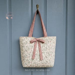 Quilted Tote Bag Sewing Pattern PDF, Structured Gusset Market Bag, Beginner Pattern, A4 A0 US Letter, Instant Download