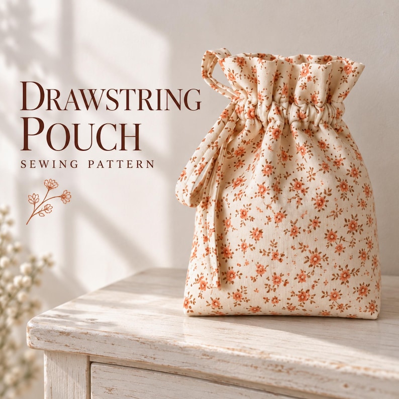 Drawstring Pouch Sewing Pattern PDF, 3 Sizes, Reusable Fabric Gift Bag ...
