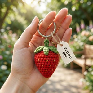 Crochet Strawberry Keychain Pattern | Beginner Friendly (PDF Pattern)
