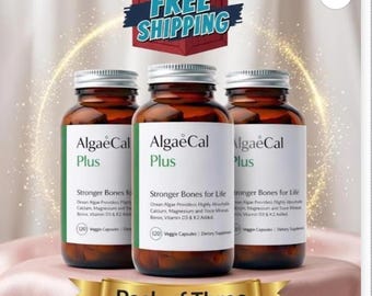 AlgaeCal Plus Pack of 3 | Bone Health Calcium Supplement with Vitamin D3 & K2 | 120 Veggie Capsules Each | Stronger Bones Support
