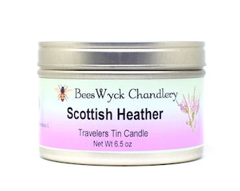 Highland Heather Scottish Glen Scented Soy Wax Tin Candle Handmade Scots Highlander Outlander Scent