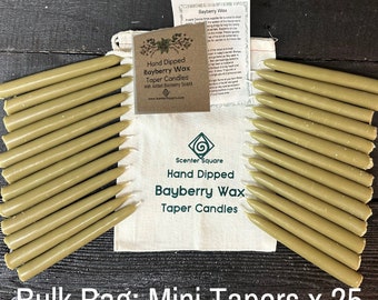 MINI Tapers With Added Bayberry SCENT - 25 Real Bayberry Wax MINI Tapers  ~ Favors Gift~ Spell Candles ~ Ritual Candles ~ Charm Candles