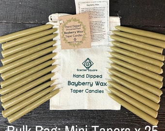 MINI Tapers UNSCENTED - 25 Real Bayberry Wax MINI Tapers  ~ Favors Gift~ Spell Candles ~ Ritual Candles ~ Charm Candles ~ Taper Candles