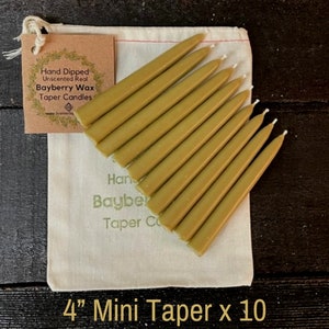 MINI Tapers - 10 Real Bayberry Wax Mini Tapers  ~ Favors Gift~ Spell Candles ~ Ritual Candles ~ Charm Candles ~ Taper Candles