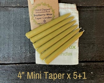 MINI Tapers - 5 + 1 bonus (6) Real Bayberry Wax Mini Tapers  ~ Favors Gift~ Spell Candles ~ Ritual Candles ~ Charm Candles