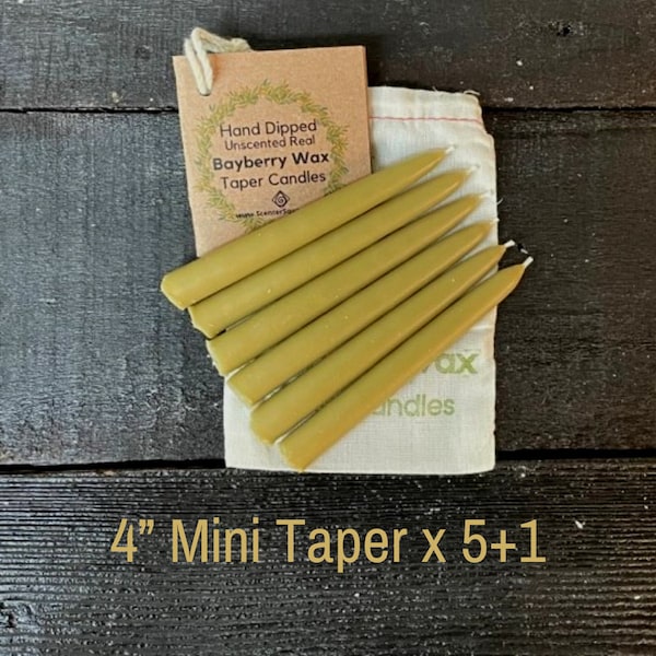 MINI Tapers - 5 + 1 bonus (6) Real Bayberry Wax Mini Tapers  ~ Favors Gift~ Spell Candles ~ Ritual Candles ~ Charm Candles