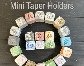 Block Style Candle Holder for Mini Tapers