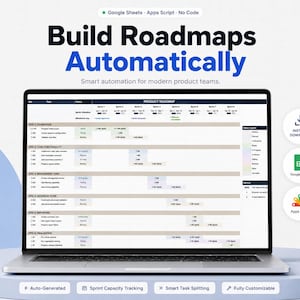 Automated Google Sheets Product Roadmap Template | Sprint-Ready, Color-Coded, No Manual Formatting | Apps Script