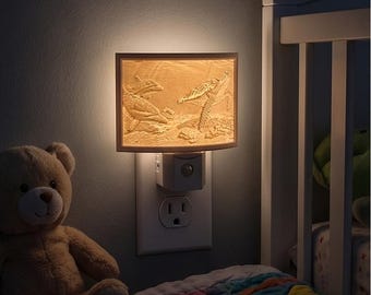 Kundenspezifisches Foto-Nachtlicht, personalisierte 3D gedruckte Lithophan-Plug-In-Lampe, Auto-Sensor-Geschenk für Kinderhaustier-Erinnerungen