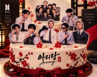 BTS Bangtan Arirang Acrylic Standee, Kpop Cake Topper, BTS ARMY Party Decor (Fan Gift)