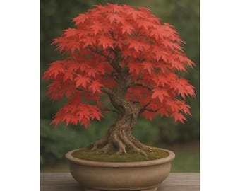 Bonsái de arce rojo japonés / Raro Acer Palmatum de follaje carmesí, planta ornamental de interior y exterior.