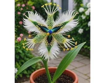 Orquídea de garza blanca viva / Flor de garza rara Pecteilis radiata, decoración exótica para jardín