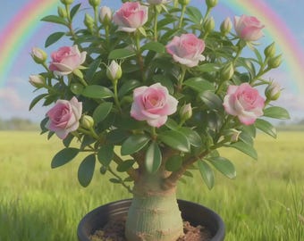 Planta viva de rosa del desierto rosa / Rara planta de interior bonsái de caudex de Adenium obesum
