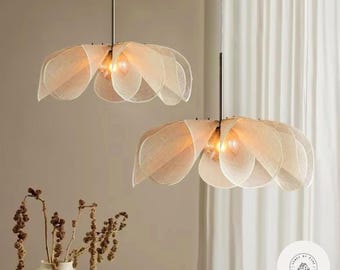 Wabi Sabi Pendant Light Vintage Fabric Ceiling Lamp Japandi Chandelier Mood Lighting for Living Room Bedroom