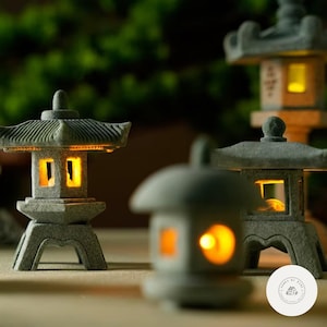Mini Pagoda Lanterna Statua da Giardino Zen Luce Esterna Stile Giapponese Bonsai Decorazione Acquario Ornamento da Giardino