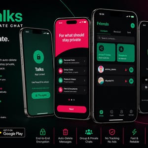 Talks Private Chat App Source Code | React Native Expo Firebase Messenger (Digitale download)