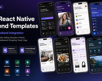 30 React Native UI Templates Bundle | Expo TypeScript Mobile UI Kit (Digital Download)