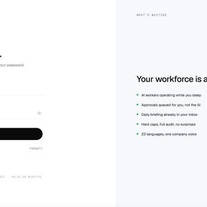 May include: A digital login interface for Staffbix featuring a white background with black text. The left side displays a Welcome back login form with email and password fields, while the right side lists features under the heading Your workforce is awake.